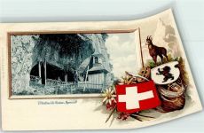 9057 Weissbad 1901 Prägedruck Wildkirchli Canton Appenzell Wappen Gemse Scan verzogen