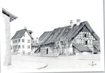 8952 Schlieren - Zeichnung, Dorfpartie