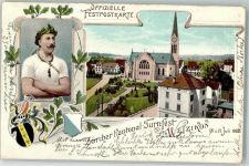 8620 Wetzikon ZH Lithographie Zürcher Kantonal Turnfest 1902 Turner Wappen