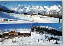 3925 Grächen - Hannigalp Gasthaus Winter Skifahrer Bügellift