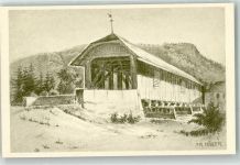 3123 Belp Künstlerkarte Hunzikenbrücke Holzbrücke sig. Mäder