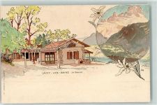 1892 Lavey-les-Bains Künstlerkarte la Source sign.