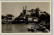 4663 Aarburg 1930 Foto AK Schloss Kirche Partie an der Aare