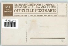 4000 Basel Bâle 1912 Gebrauchsspuren Paar Baslerstab sign. Karl Dubs 56 Eidg. Turnfest