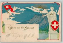 Jugendstil Helvetia 1901 Lithographie / Prägedruck