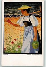 3000 Bern Berne Gebrauchsspuren Bauernmädchen Künstlerkarte Münger