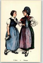 Künstlerkarte Schw. Trachten-und Volksliedervereinigung 2 Frauen sign. C. Liner