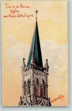 3000 Bern Berne 1917 Künstlerkarte Tours de Berne Eglise des Vieux Catholiques sign E. S. Delvaux