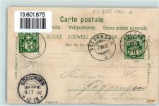 8266 Steckborn 1902 Gebrauchsspuren Rathaus Krone Löwen Hauptstrasse Lithographie Mondschein