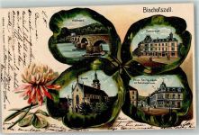 9220 Bischofszell Prägedruck Thurbrücke Poststrasse Kirche Bahnhofstrasse Lithographie