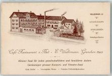 2540 Grenchen Lithographie Cafe Gasthaus Zum Bad E. Wullimann