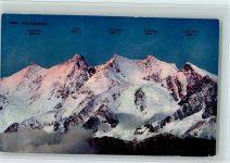 Mischabel - Mischabelkette Taeschhorn Dom Lenzspitze Nadelhorn Ulrichshorn Abendrot