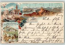 Monte Generoso 1897 Lithographie Hotel Pension Gasthaus 1209 m Bergbahn Monte Rosa Lac de Lugano Blumen