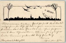 9213 Hauptwil 1914 - Schwalben über Stadtkulisse Ort handschriftlich