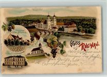 8462 Rheinau 1902 BOAKC Lithographie Klosterkirche Pflegeanstalt Ehem. Schloss Schroffenberg Schulhaus Bergkirche Verlag Künzli Nr 2059