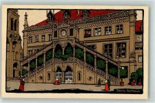 3000 Bern Berne Künstlerkarte Rathaus sign. KF Steinzeichnung