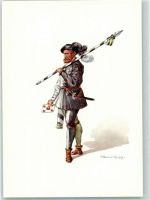 3000 Bern Berne Künstlerkarte PTT-Museum Standesläufer von Appenzell Kostüm des XVI. Jahrhundert sign