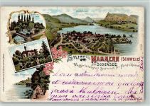 8265 Mammern 1899 BOAKC Lithographie Wasserheilanstalt Sanatorium für Nerven Kranke Schwanenteich Park Promenade