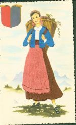 AK mit Stickerei echte Seidenfäden