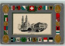 8000 Zürich 1909 Lithographie / Prägedruck Telldenkmal St. Jakob-Denkmal Nationaldenkmal in Genf Winkelrieddenkmal