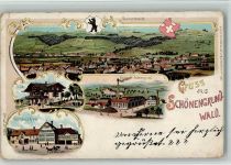 9105 Wald-Schönengrund BOAKC Lithographie Villa Gasthaus Zur Krone Bleicherei Schönengrund Gebrauchsspuren, bitte Scan genau beachten!