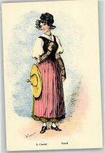 Künstlerkarte sign.L.Curtat Schweizer Trachten und Volkslieder Vereinigung