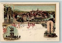 3000 Bern Berne 1899 Lithographie Denkmal Berchthold v. Zähringen Denkmal Adolf v. Erlact Kindlfresser-Brunnen