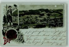 9055 Bühler 1900 Gebrauchsspuren Kuhhirte Kühe Lithographie-Mondschein