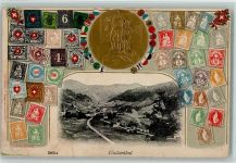 8497 Fischenthal Gebrauchsspuren Lithographie / Prägedruck Briefmarkenabbildungen Telldenkmal