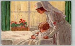 Lausanne Losanna sign. E. Beurmann Fete Nationale Caritas Krankenschwester Bundesfeier / Pro Patria Schweiz 1921 Künstlerkarte