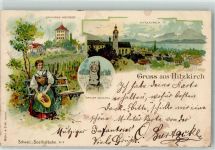 6285 Hitzkirch 1900 Gebrauchsspuren Schloss Heidegg Krauer Denkmal Tracht Schweiz. Seethalbahn Nr 4 Lithographie