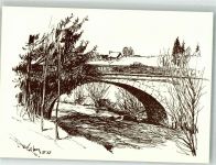 9545 Wängi Radierung sign. Isler, E. Murgbrücke Heiterschen