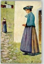 3961 Grimentz Künstlerkarte sign. F. Portier Tracht Frau