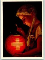 Basel Bâle Bundesfeier Mädchen mit Lampion in Landesfarben sign. H.Zaugg Für die Bekämpfung der Tuberkolose Bundesfeier Ganzsachen Schweiz 1936 Künstlerkarte