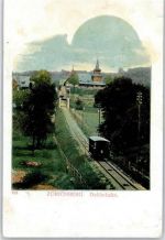 Zürichberg 1902 Lithographie Bergbahn Dolderbahn