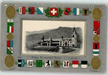 8000 Zürich 1907 Prägedruck Eidgen. Schützenfest Juli 1907 Wappen Telldenkmal St. Jakob Denkmal Winkelrieddenkmal Nationaldenkmal Genf