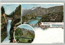 3864 Guttannen Lithographie Grimsel- Hotel Handeck Fall