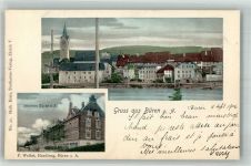 3294 Büren an der Aare 1906 Foto AK Fabrik Büren Handlung Kirche