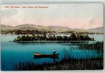 Ufenau Insel 1910 - Zürichsee Ruderboot Blick auf Rapperswil