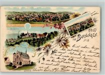4102 Binningen 1902 BOAKC Lithographie Margrethen Kath. Kirche Unterdorf Mittelbug Verlag Künzli Nr 1131 Gebrauchsspuren, bitte Scan genau beachten!