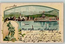 6000 Luzern Lucerne 1904 Prägedruck Eidgen. Schützenfest 1901 Festhütte Bahnhof Schiffe Telldenkmal Passepartout