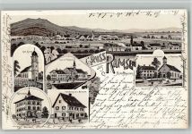 8262 Ramsen 1901 BOAKC Kath. Kirche Handlung Prot. Kirche Gemeindehaus Lithographie