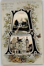 9450 Altstätten SG 1907 - Buchstaben AK Forstkapelle Rathaus Post