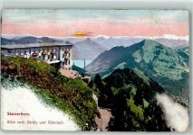 Stanserhorn 1907 Gebrauchsspuren Blick nach Säntis und Glärnisch Morgenrot