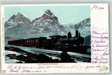 1900 Lithographie Gotthardbahn Express Winter