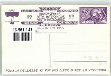 Flugpost Bundesfeier 1928 für das Alter sign. E. Beurmann Bundesfeier Ganzsachen Schweiz Künstlerkarte