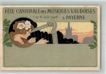 1530 Payerne 1907 BOAKC Lithographie Jugendstil Fete Cantonale des Musique Vaudoises
