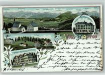 St. Anton Pass 1899 BOAKC Lithographie Gasthaus Pension Alpenhof Schulhaus Gasthaus Pension Zum Rössli Edelweiß