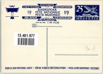 Bundesfeier 1929 Flugpost für die Schweiz. Nationalspende Soldat Abschied Bundesfeier Ganzsachen Schweiz