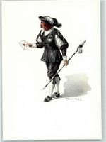 3000 Bern Berne Künstlerkarte PTT-Museum Standesläufer von Freiburg Kostüm des XVII. Jahrhundert sign